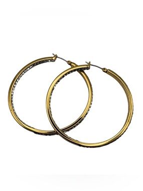 Michael Kors Gold & Pavé Hoop Earrings 2” diameter